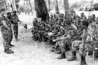 Pre-exercise briefing at the "Excercise Blue Hungwe" at Nyanga